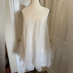 SOLD!! 50s 60s VINTAGE UNION MADE FLAIR LINGERIE LACE TULLE BABYDOLL DRESS
